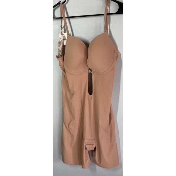 NWT Slimers Body Shaper XXL Nude Tummy Control U Plunge Backless Full Bodysuit - Picture 1 of 12